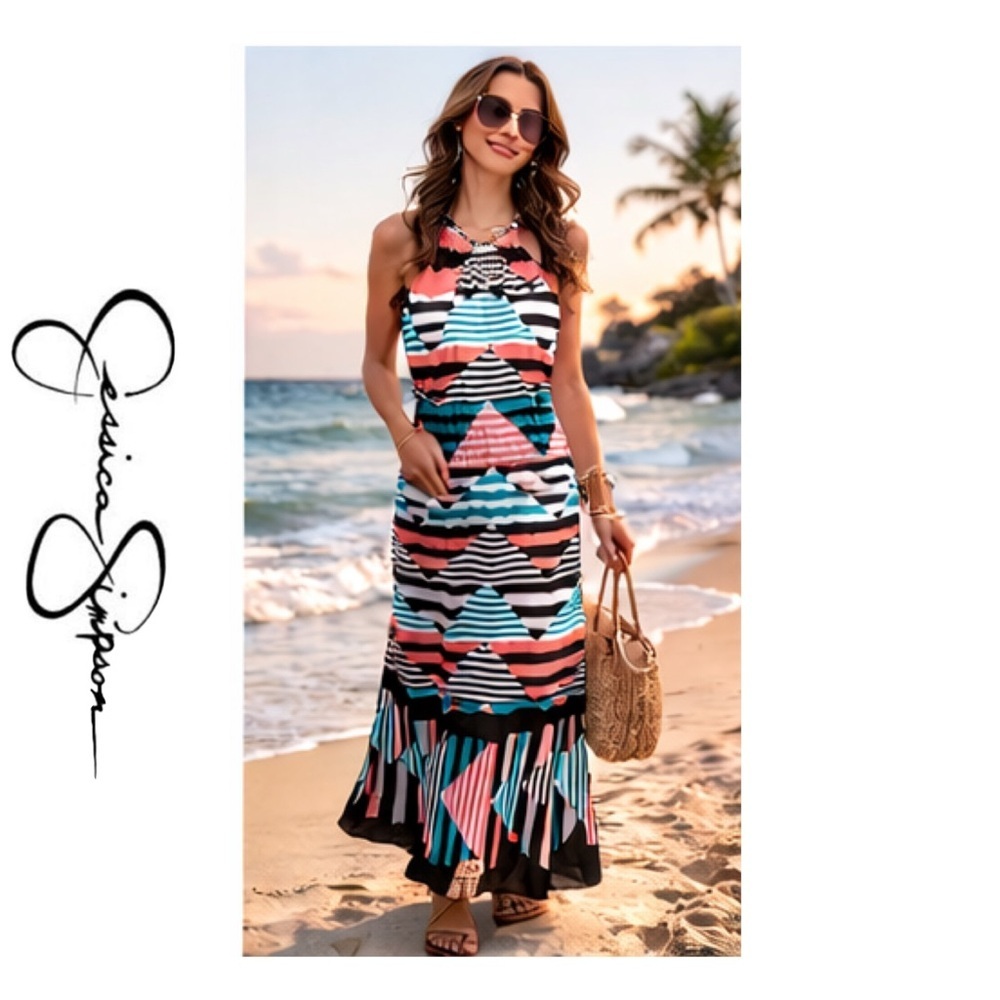 Jessica Simpson multicolored striped maxi